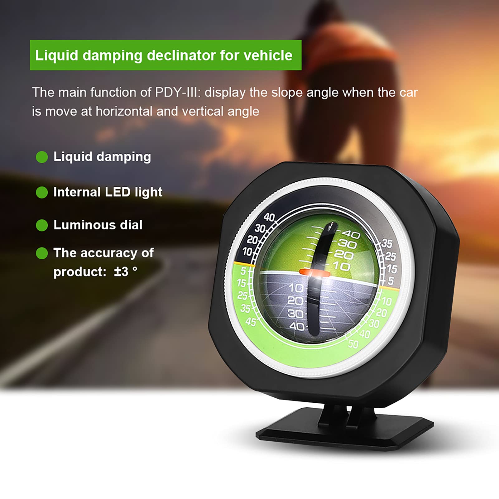 Topyond Digital Car Inclinometer with Compass - Offroad Vehicle Slope Balancer & Gradient Level Indicator for SUV, Truck, RV, Boat - Perfect for Night Vision Outdoor Navigation and Adventure Trips