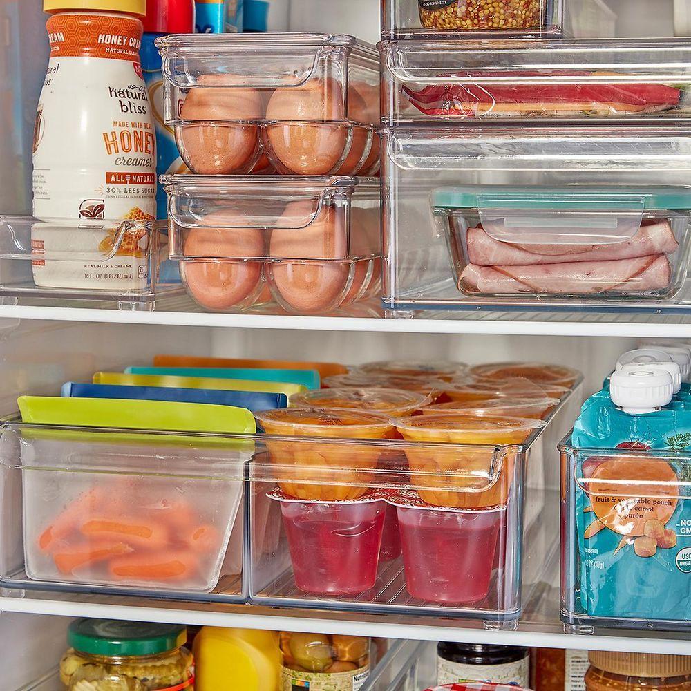 iDesign Linus Fridge Binz Deep Tray - Clear Plastic Refrigerator Organizer for Fruits, Vegetables & Snacks - Perfect for Kitchen Storage & Food Organization