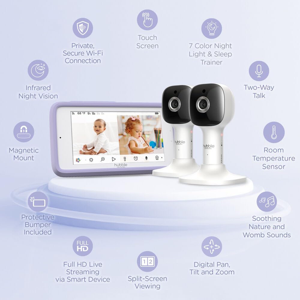 Hubble Connected Nursery Pal Cloud Touch Twin Smart WiFi Baby Monitor with 2 Cameras - 5