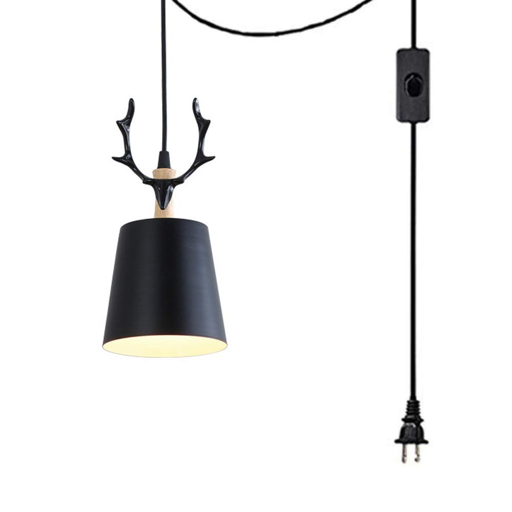 Mini Plug-in Pendant Light with Deer Antler Design - Macaron Color Kids Room Hanging Lamp with In-Line On/Off Switch | Perfect for Bedroom, Nursery, Living Room, Kitchen Island, Dining Area & Entryway Lighting Decor