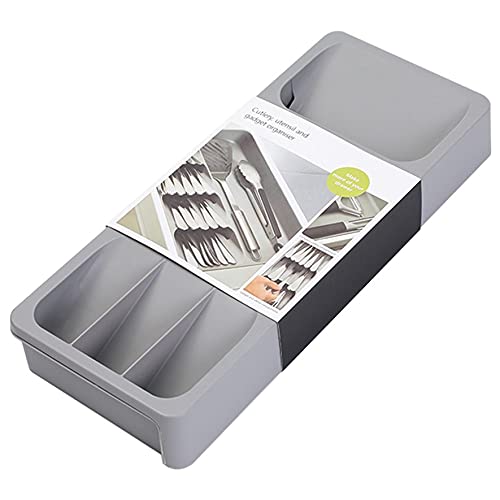 Plastic Kitchen Drawer Organizer - Cutlery Storage Box with Knife Block Holder for Spoons, Forks & Utensils | Perfect for Kitchen, Office & Dorm Organization