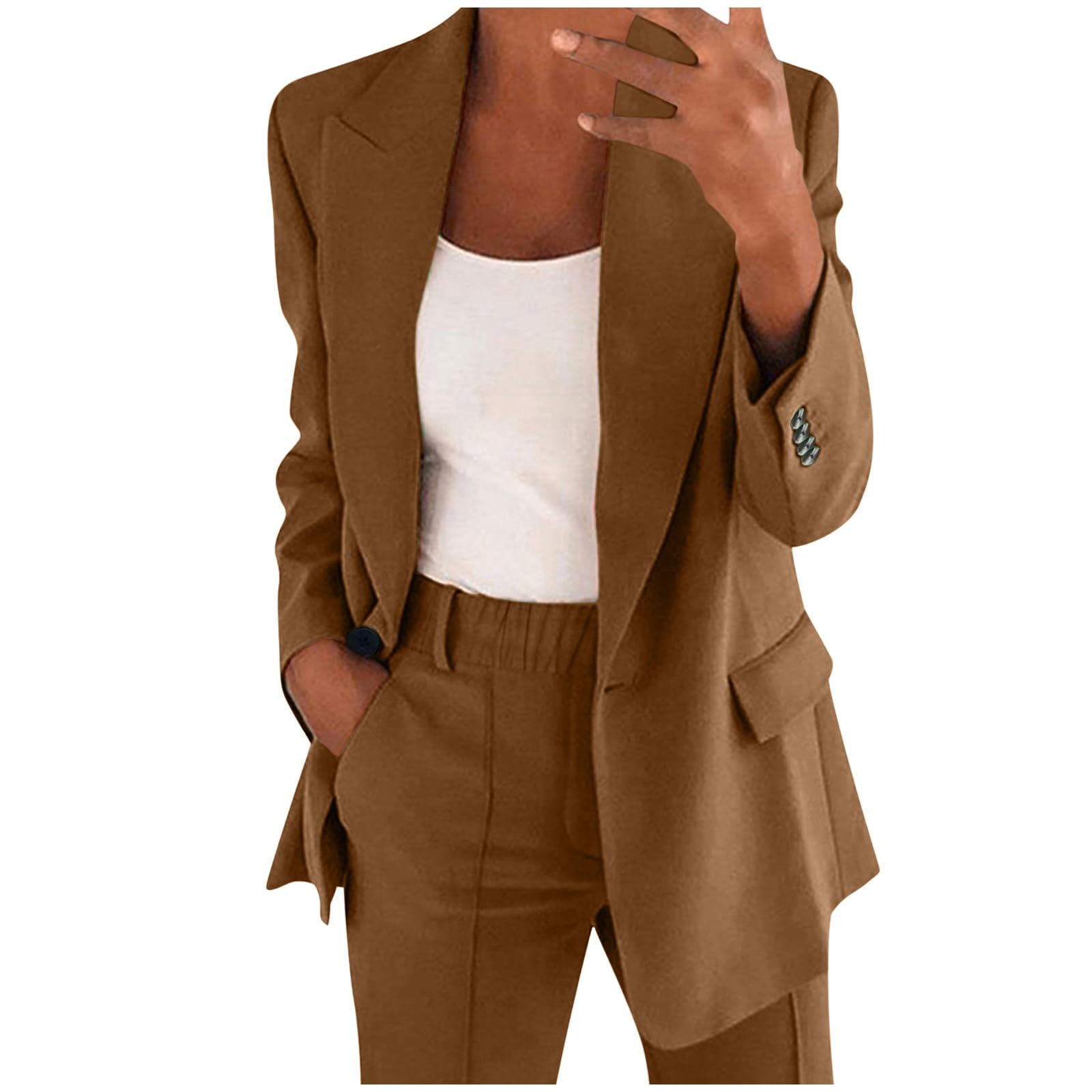 Women's 2-Piece Blazer Pantsuit Set - Business Casual Office Outfits for Work & Events