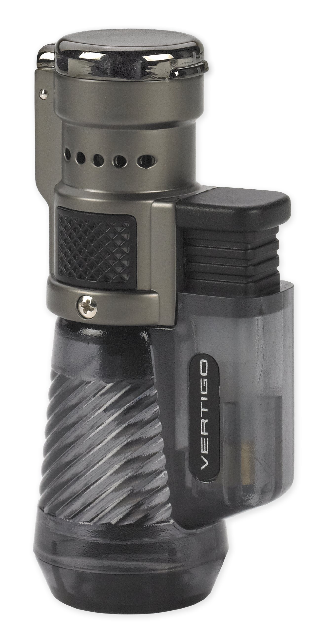 VERTIGO by Lotus Cyclone Triple Torch Cigar Lighter - Clear Windproof Jet Flame Butane Lighter for Cigars, Cigarettes & Outdoor Use - Perfect for Smoking Enthusiasts & Gifts