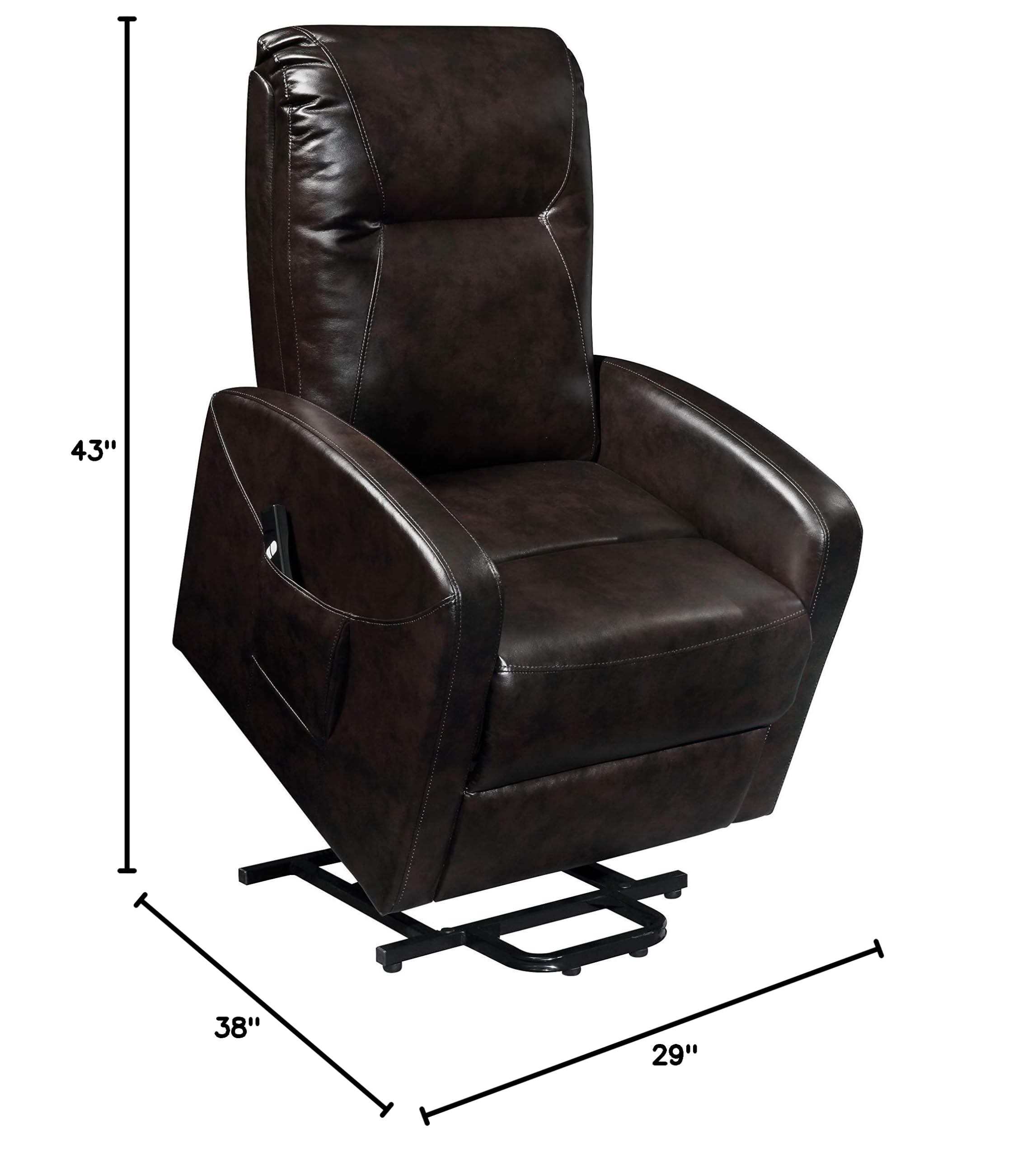 Acme Kasia Power Lift Recliner Chair - Espresso PU Leather - Comfortable Electric Lift Chair for Elderly & Mobility Assistance - Perfect for Living Room, Bedroom & Home Theater