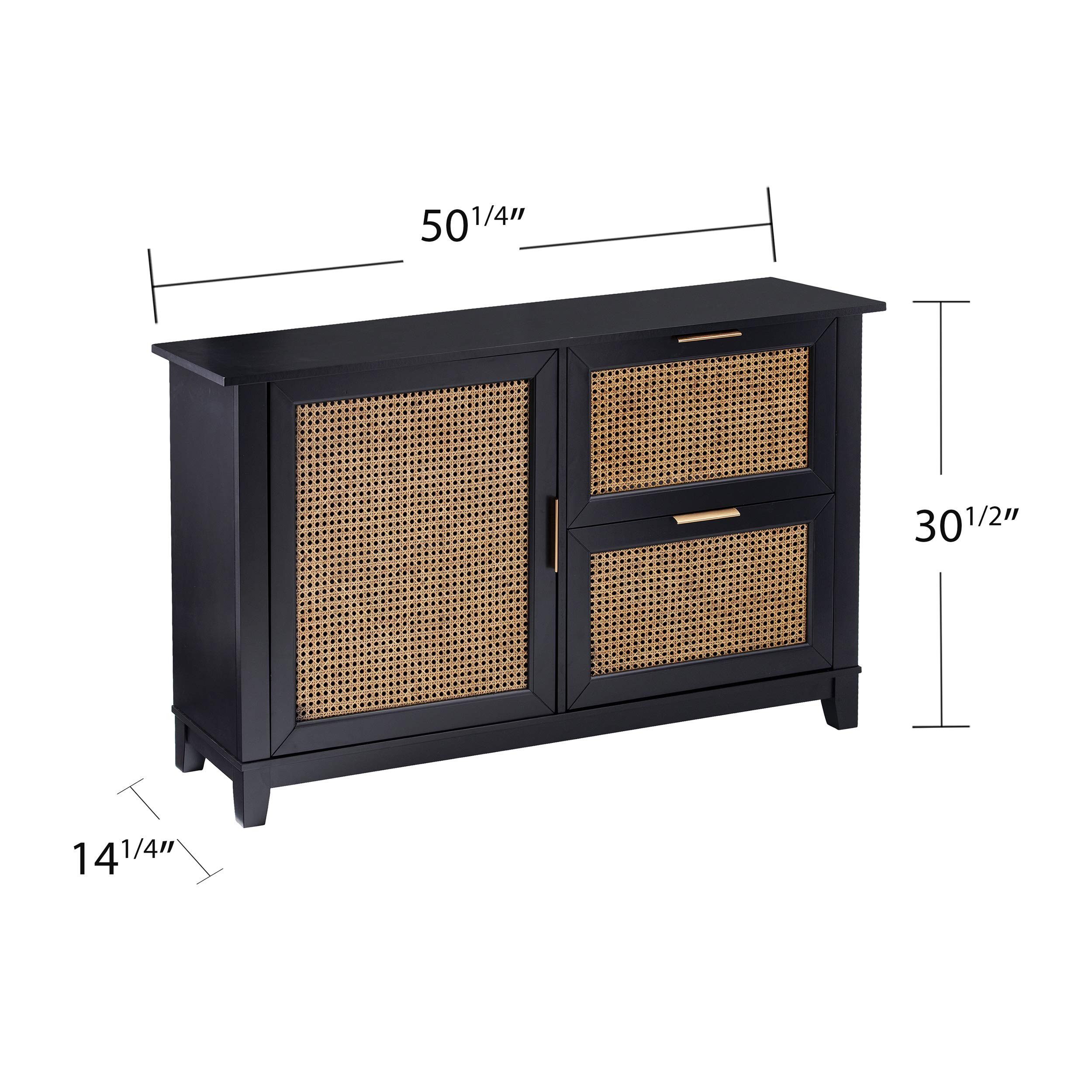 SEI Furniture Chekshire Anywhere Storage Cane Cabinet with Details - Black | Perfect for Living Room, Bedroom & Office Organization