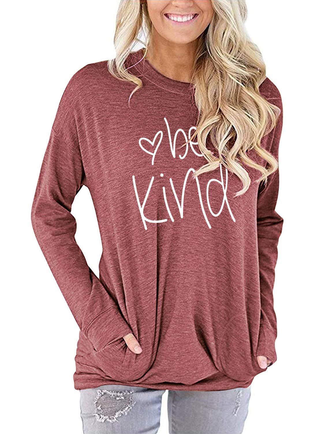 Women's Casual Christmas Crewneck Sweatshirt - Cute Long Sleeve Loose Fit Fall Top with Pockets | Cozy Winter Wear, Holiday Outfits & Everyday Comfort