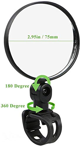360° Adjustable Bike Mirror Handlebar - Rotatable Convex Glass Rearview Mirror for Road & Mountain Bikes (2 Pack) - Perfect for Safe Cycling & Commuting