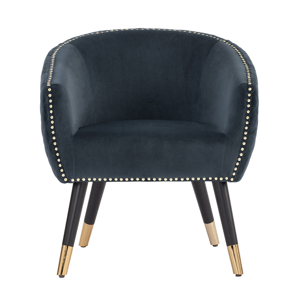 DENIZ Lounge Chair - Modern Denim Blue Accent Chair for Living Room, Bedroom, or Office - Comfortable Upholstered Reading Chair with Sturdy Metal Legs