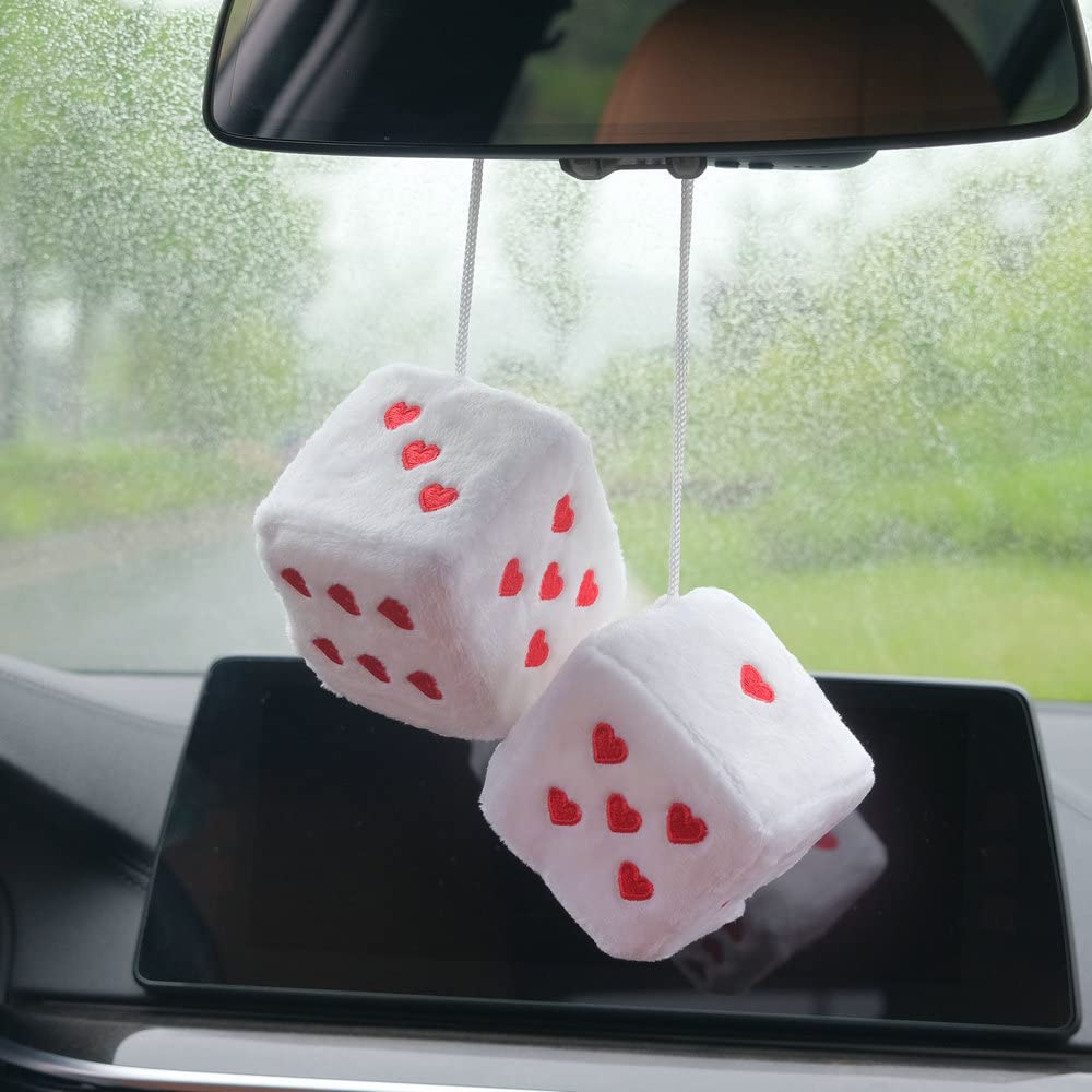 Fuzzy Plush Dice for Car Rearview Mirror - 3