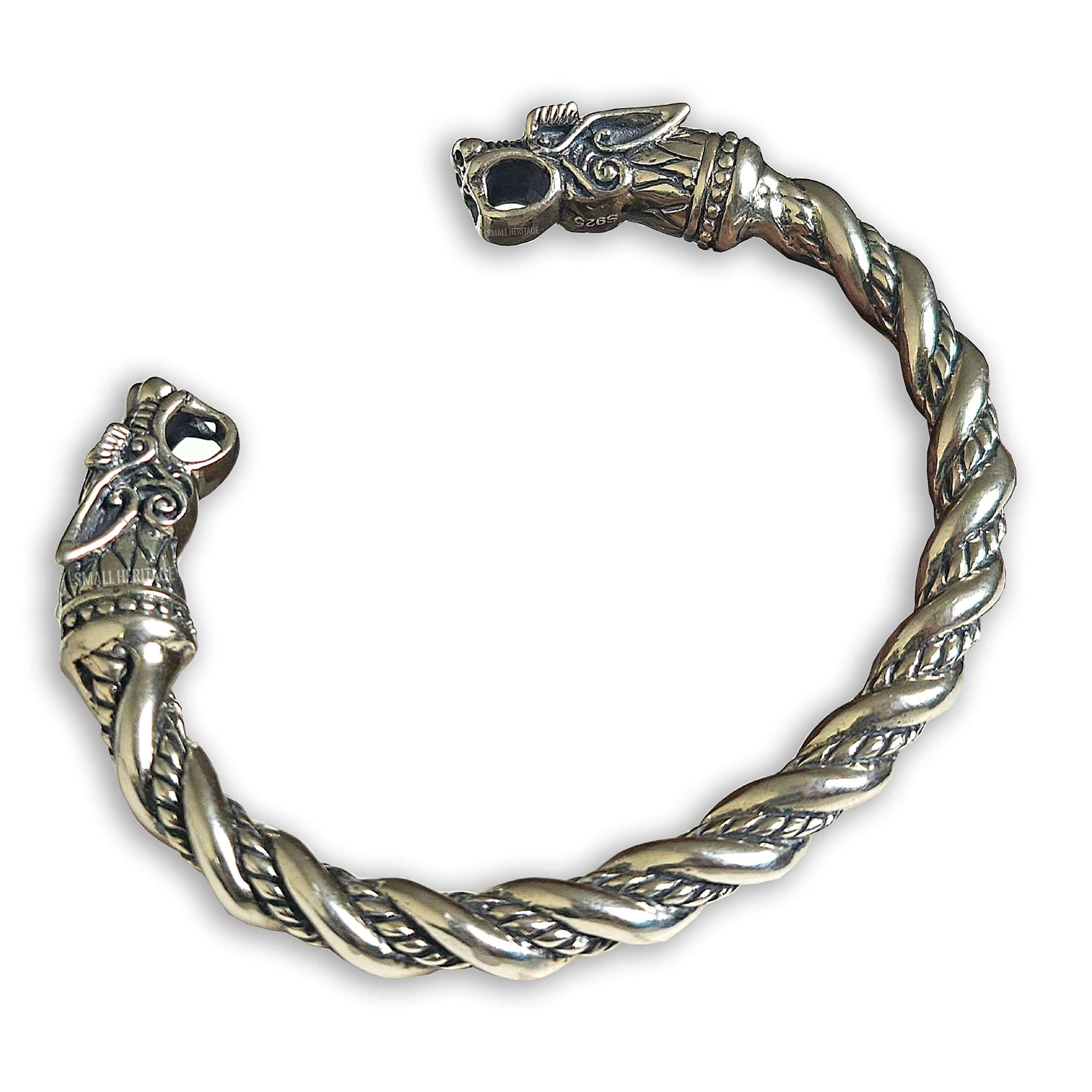 925 Sterling Silver Viking Bracelet for Men - Norse Cuff Arm Ring with Medieval Style - Perfect for Viking Cosplay, LARP, Historical Reenactment & Everyday Wear