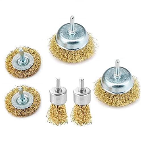 6-Piece Crimped Wire Wheel Cup Brush Set for Power Drill - Rust Removal, Stripping & Abrasive Cleaning - Ideal for Metal, Wood & Auto Restoration Projects