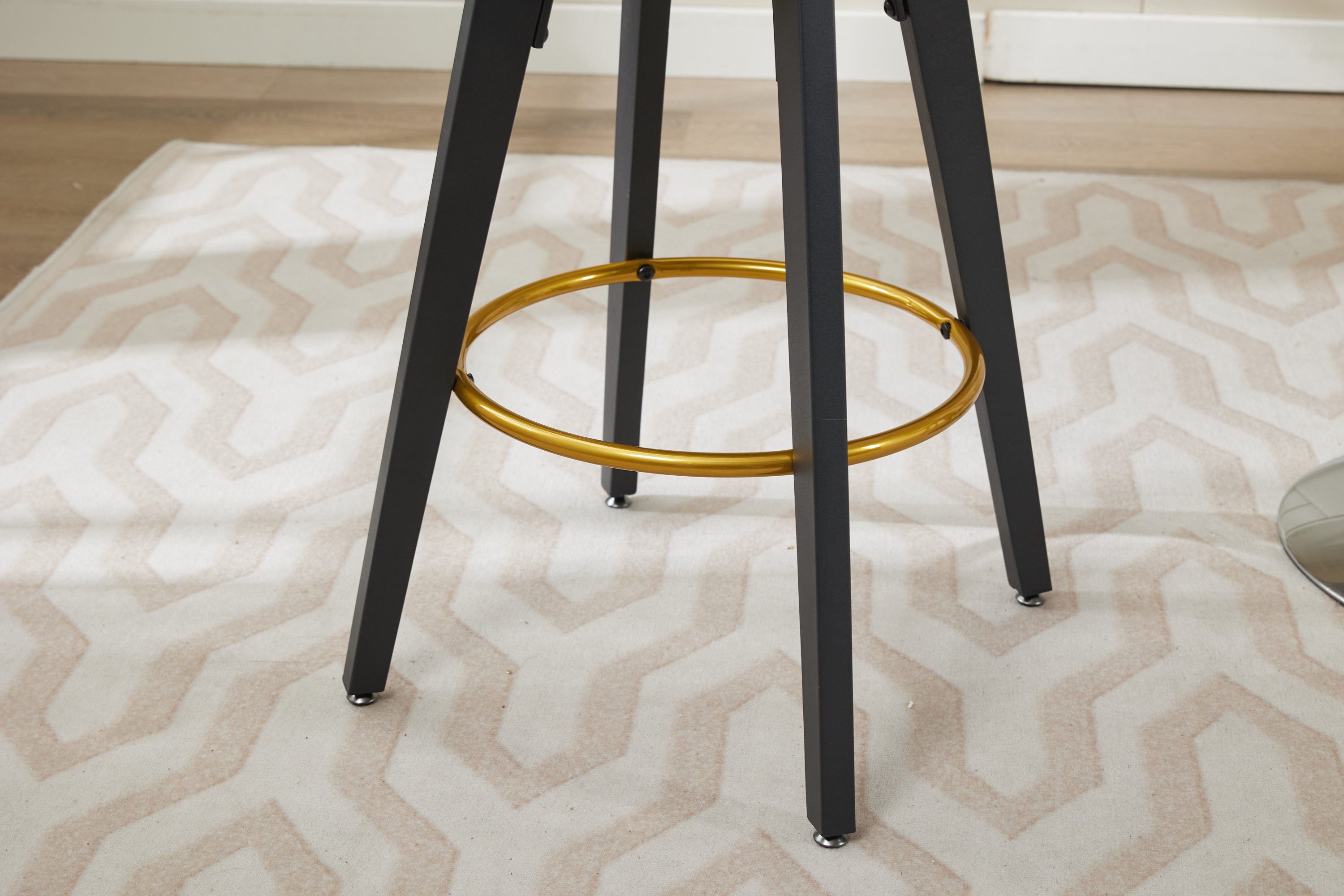 2-Pack Counter Height Bar Stools with 360° Swivel, Upholstered Back & Metal Legs - 26 Inch Seat Height, Velvet Fabric & Gold Footrest - Perfect for Kitchen Islands, Breakfast Bars & Home Decor