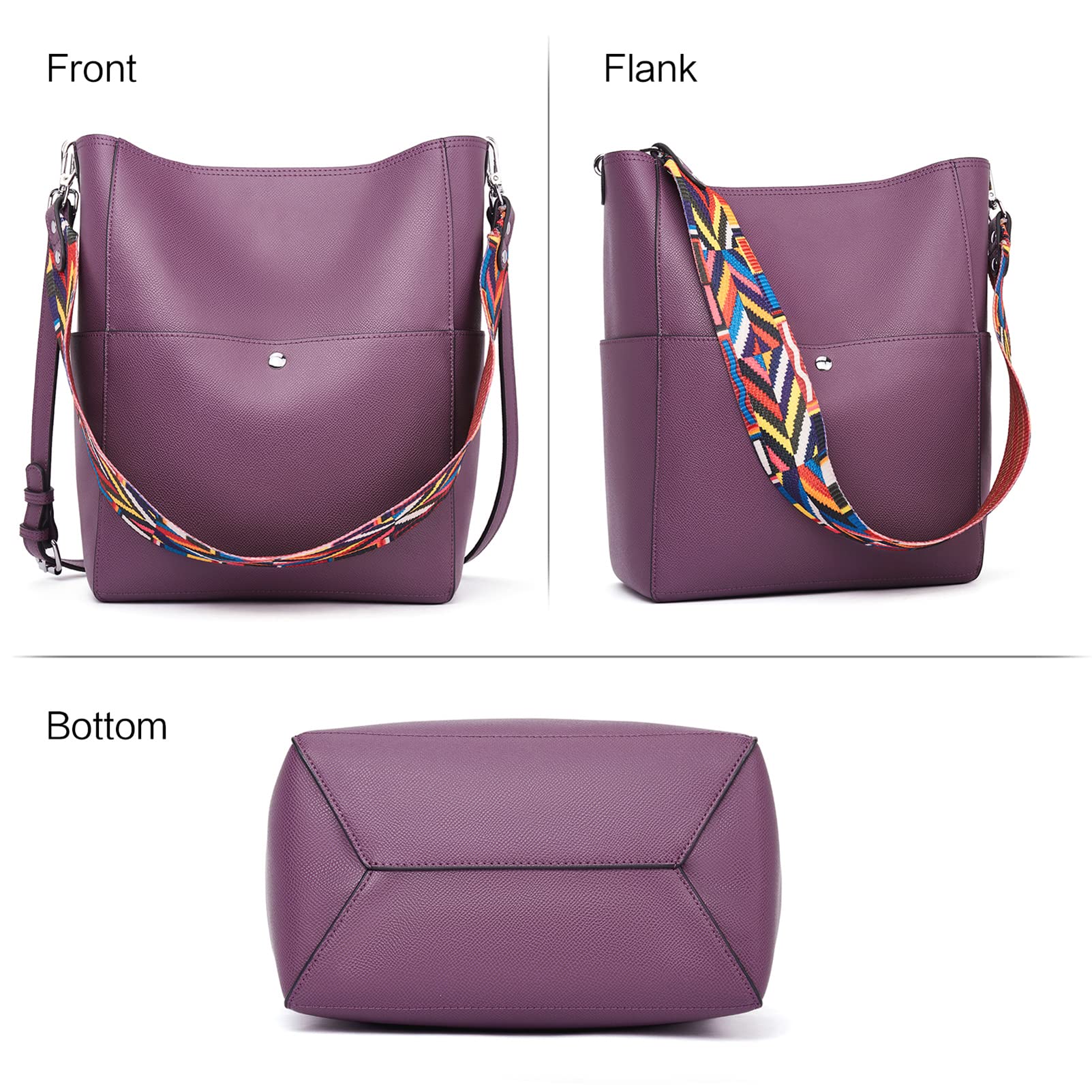 BROMEN Women's Vegan Leather Bucket Bag - Stylish Crossbody Purse & Shoulder Handbag for Work, Travel & Everyday Use
