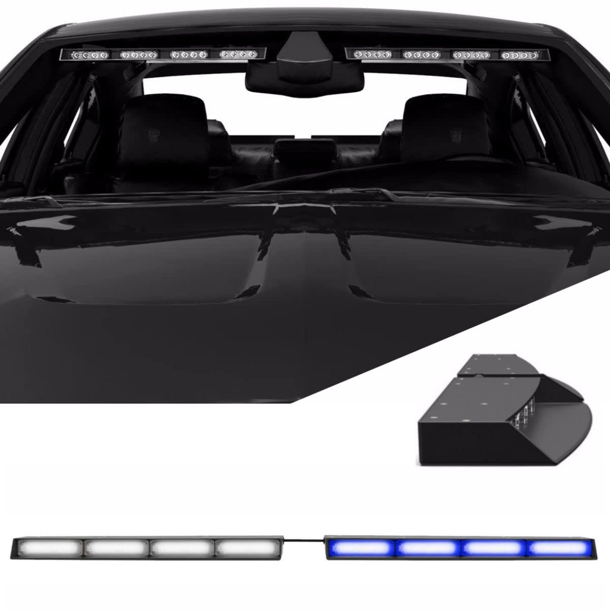 SpeedTech Raptor-X TIR LED Strobe Light Bar - Blue/Clear Emergency Vehicle Lights for Police, Trucks & SUVs with Cigarette Lighter Plug - Perfect for Roadside Emergencies & Night Patrols
