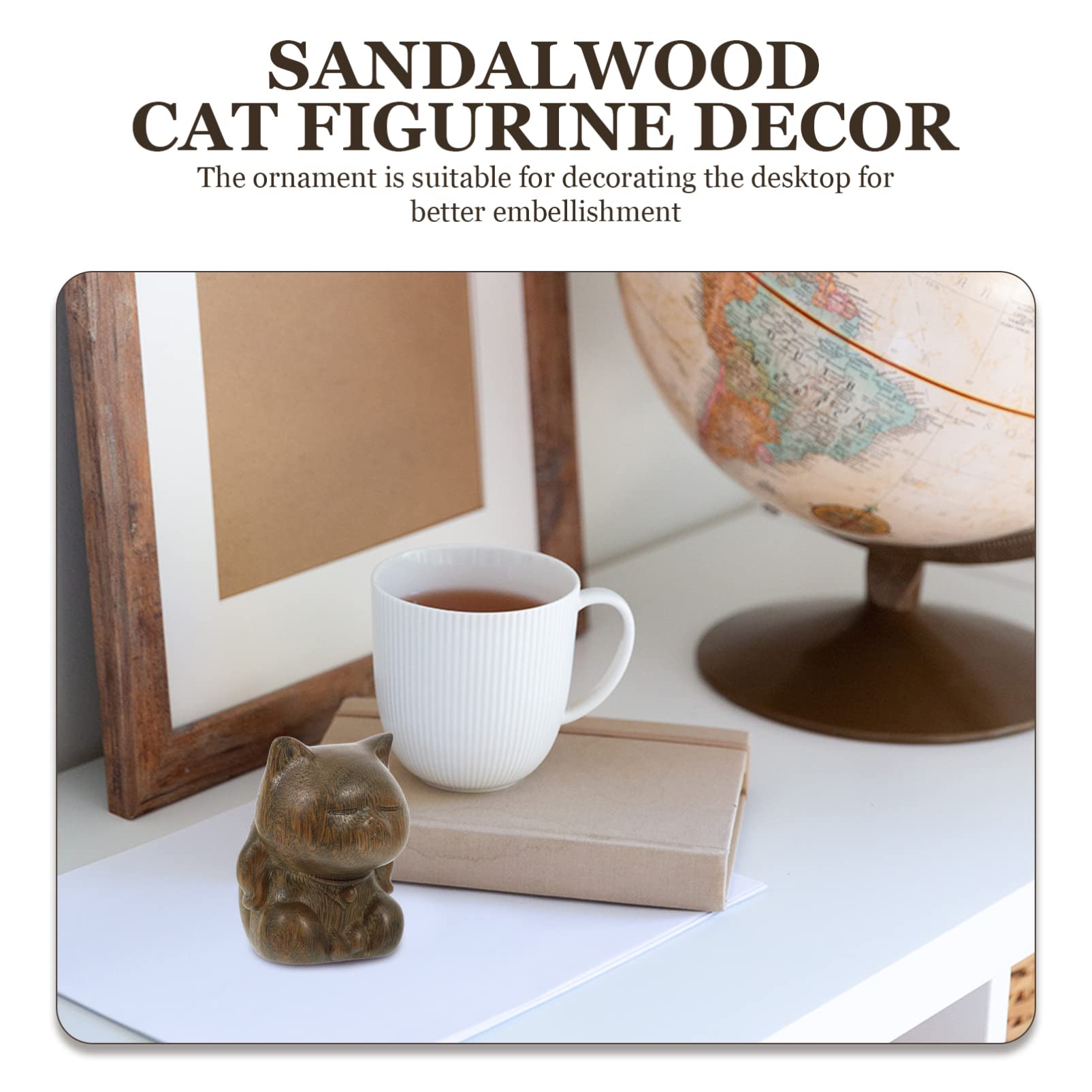 Handcrafted Wooden Cat Ornaments - FOMIYES Exquisite Desktop Cat Figurine Decor | Unique Wood Craft Cat Adornment for Home, Office & Gift Giving | Perfect for Cat Lovers & Christmas Tree Decorations