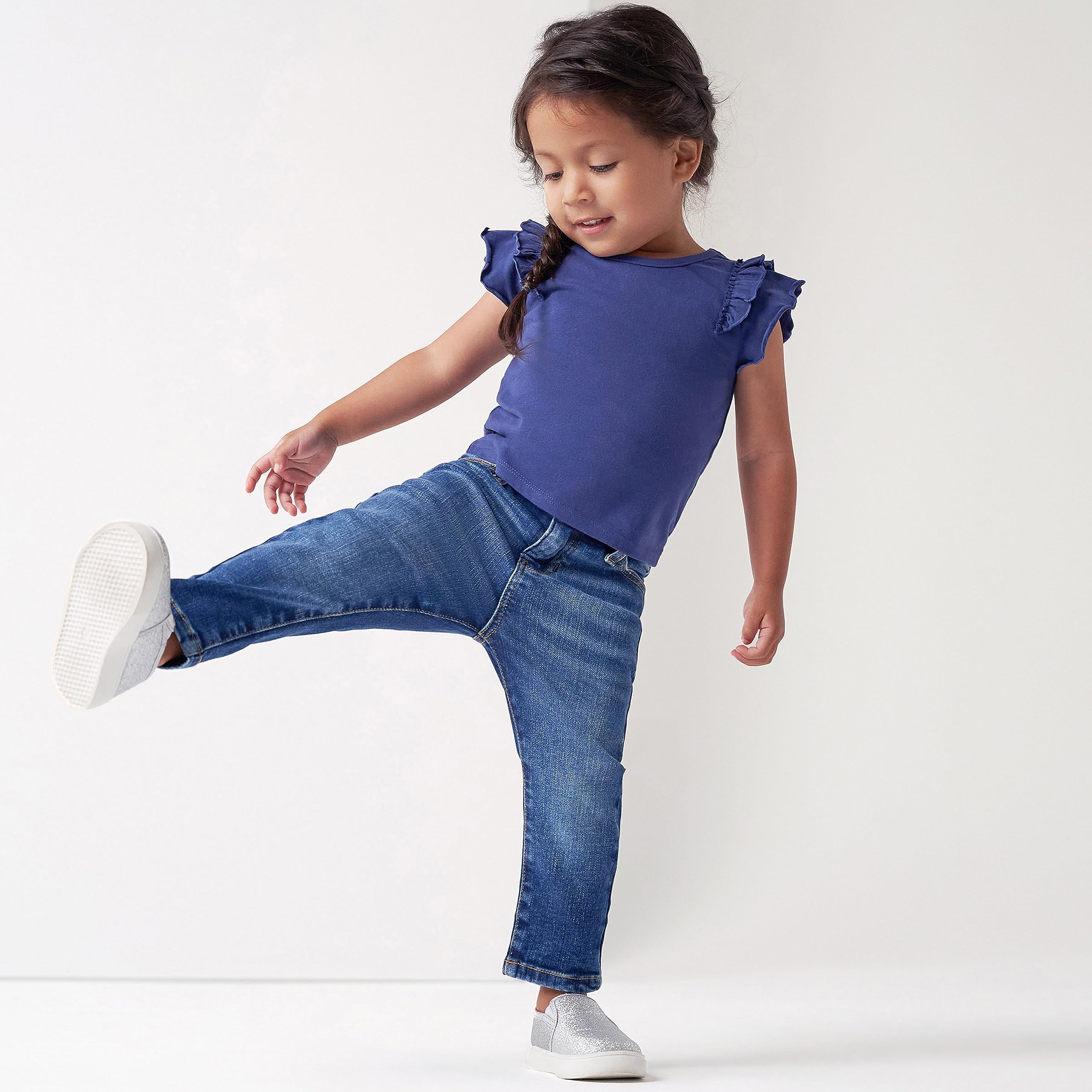 Gerber Baby Toddler Straight Leg Stretch Denim Jeans - Soft & Comfortable for Boys & Girls - Perfect for Playtime & Everyday Wear