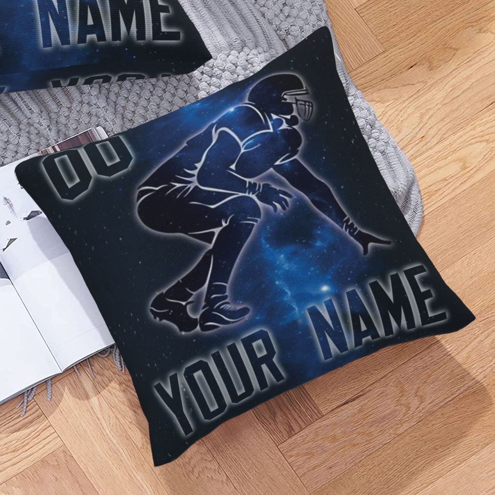 Custom Personalized Throw Pillow Covers 2-Pack - Add Name & Number - 18x18 & 16x16 Inch Football Themed Decorative Pillow Cases - Perfect for Sports Gifts, Home Decor, and Fan Merchandise