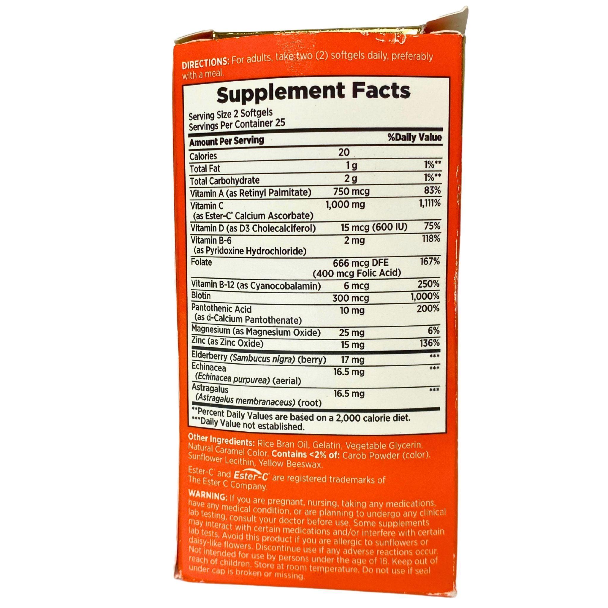 Immune 24 Hour+ Vitamin C Supplement with 24-Hour Immune Support - 50 Softgels (35 Pcs Lot) - Boost Immunity for Work, Travel & Daily Wellness