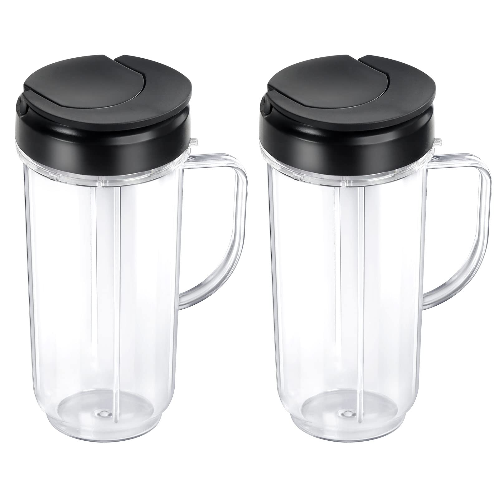 22 OZ Tall Insulated Travel Mug with Flip Top Lid - Replacement Cup for Magic Bullet Blender MB1001 & 250W Juicers - BPA-Free Plastic with Handle - Perfect for Smoothies, Coffee & On-the-Go Drinks - Pack of 2