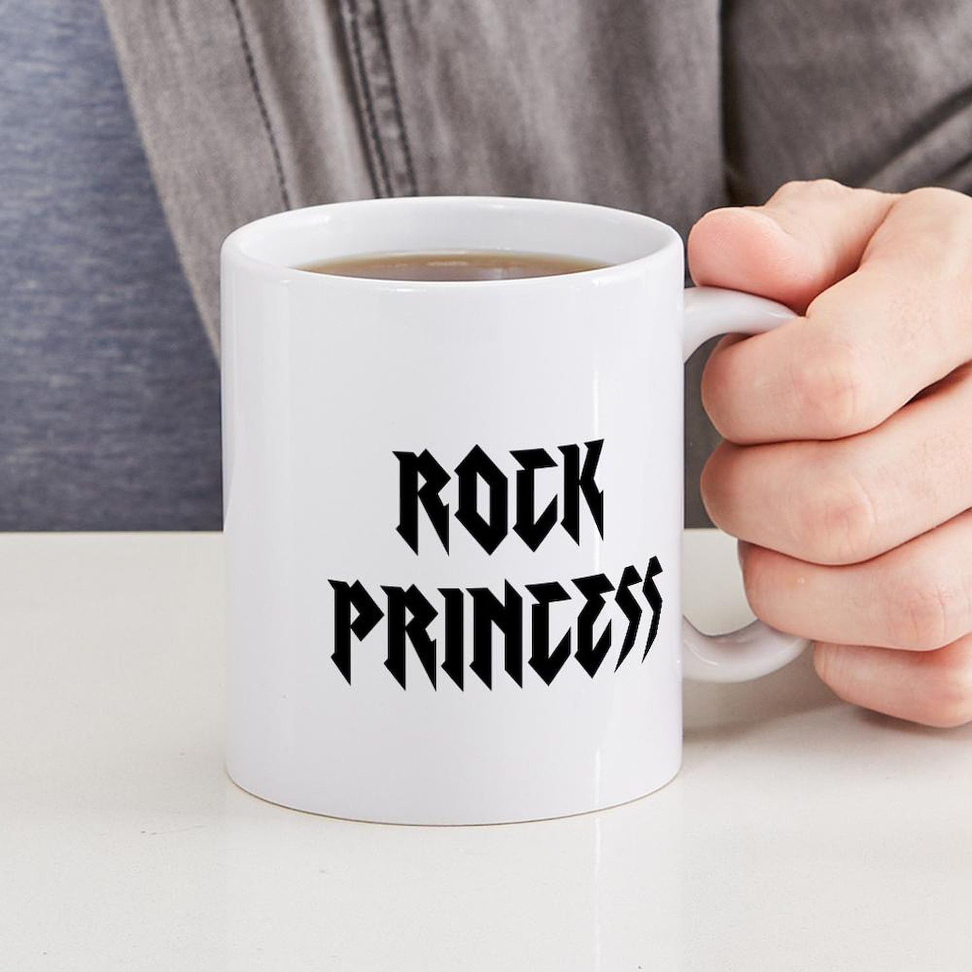 Rock Princess Ceramic Coffee Mug 11 oz (325 ml) - Perfect for Tea, Hot Chocolate & Office Use - Unique Gift for Music Lovers & Coffee Enthusiasts