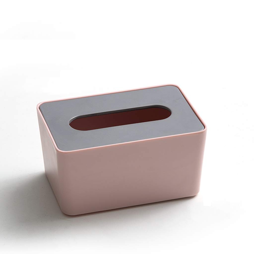 Pink Square Tissue Box Holder with Lid - Resin Desktop Napkin Dispenser for Home, Office & Living Room - Stylish Storage for Tissues & Paper Napkins - Perfect for Desks, Countertops & Bathrooms