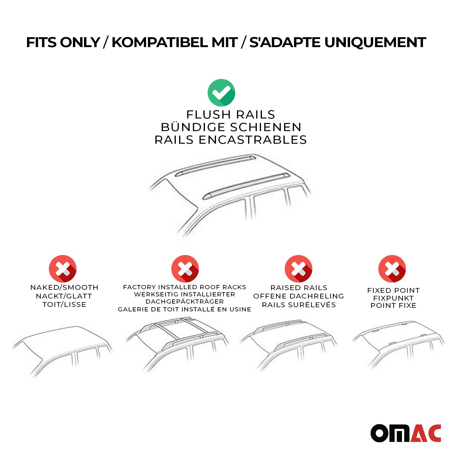 OMAC Lockable Roof Rack Cross Bars - Heavy Duty Luggage Carrier for Acura MDX 2022-2025 - Black (2Pcs) - Perfect for Road Trips, Camping & Outdoor Adventures