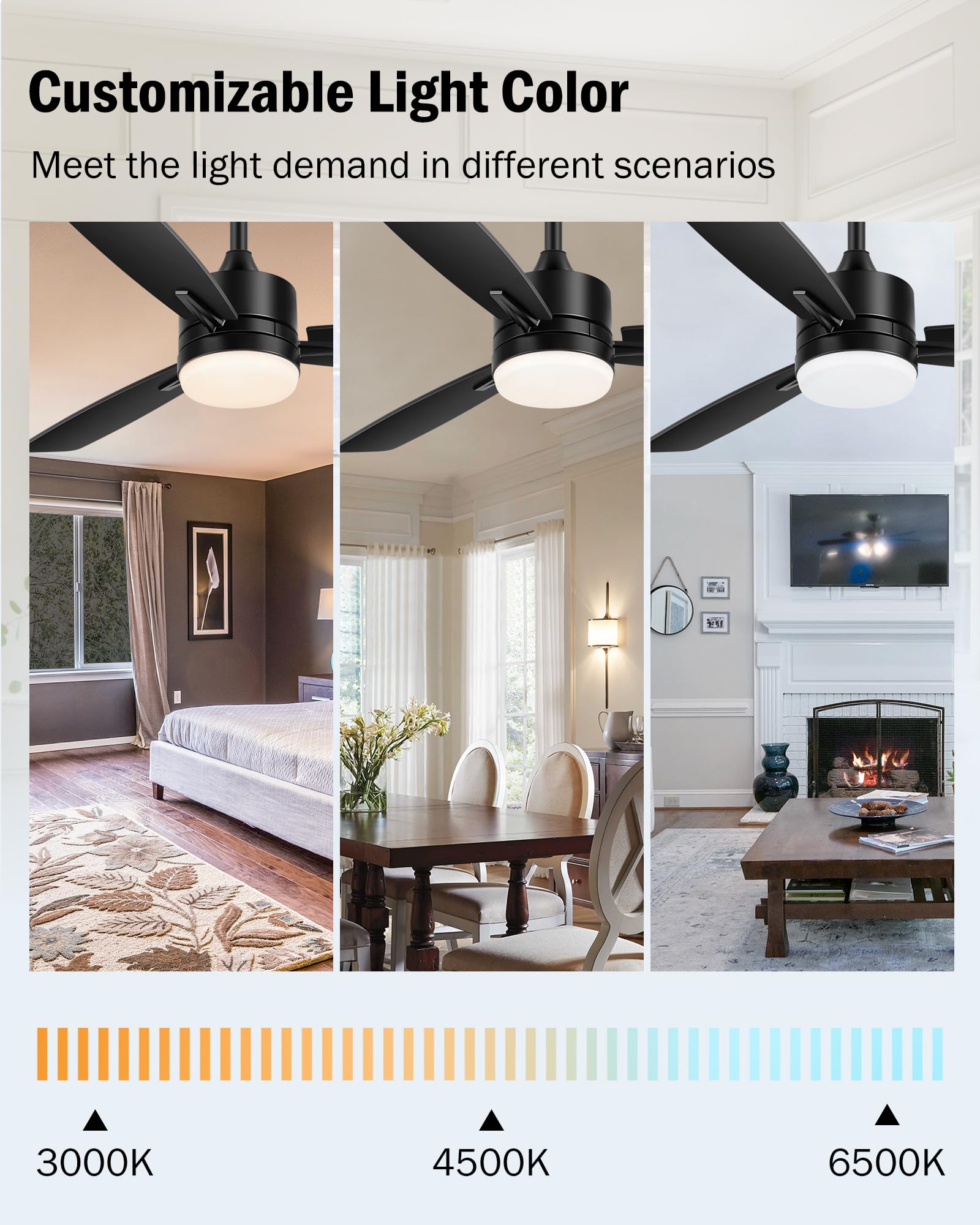 42 Inch Smart Ceiling Fan with Remote Control & LED Light - DC Motor, Reversible Blades, Indoor/Outdoor Use - Perfect for Bedroom, Farmhouse, Patio & Covered Outdoor Spaces