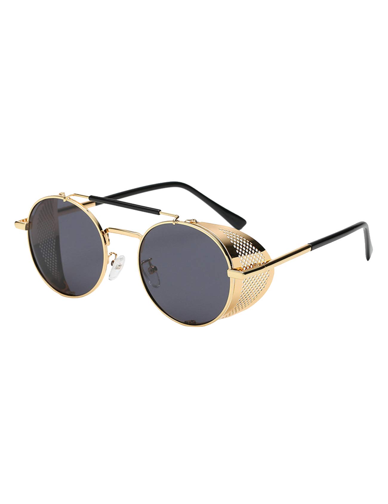 Steampunk Round Frame Sunglasses for Men - Polarized Reflective Lenses, UV Protection - Perfect for Outdoor Activities, Driving, and Fashion Accessories