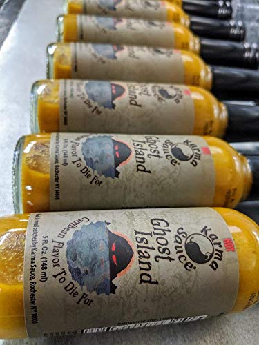 Ghost Island Hot Sauce - Extra Hot Caribbean Style Pepper Sauce with Habanero, Bhut Jolokia & Fattali Peppers | All-Natural, No Preservatives, Extract-Free | Made in USA | 5 fl oz Bottle | Perfect for Tacos, Wings, BBQ & Spicy Food Lovers