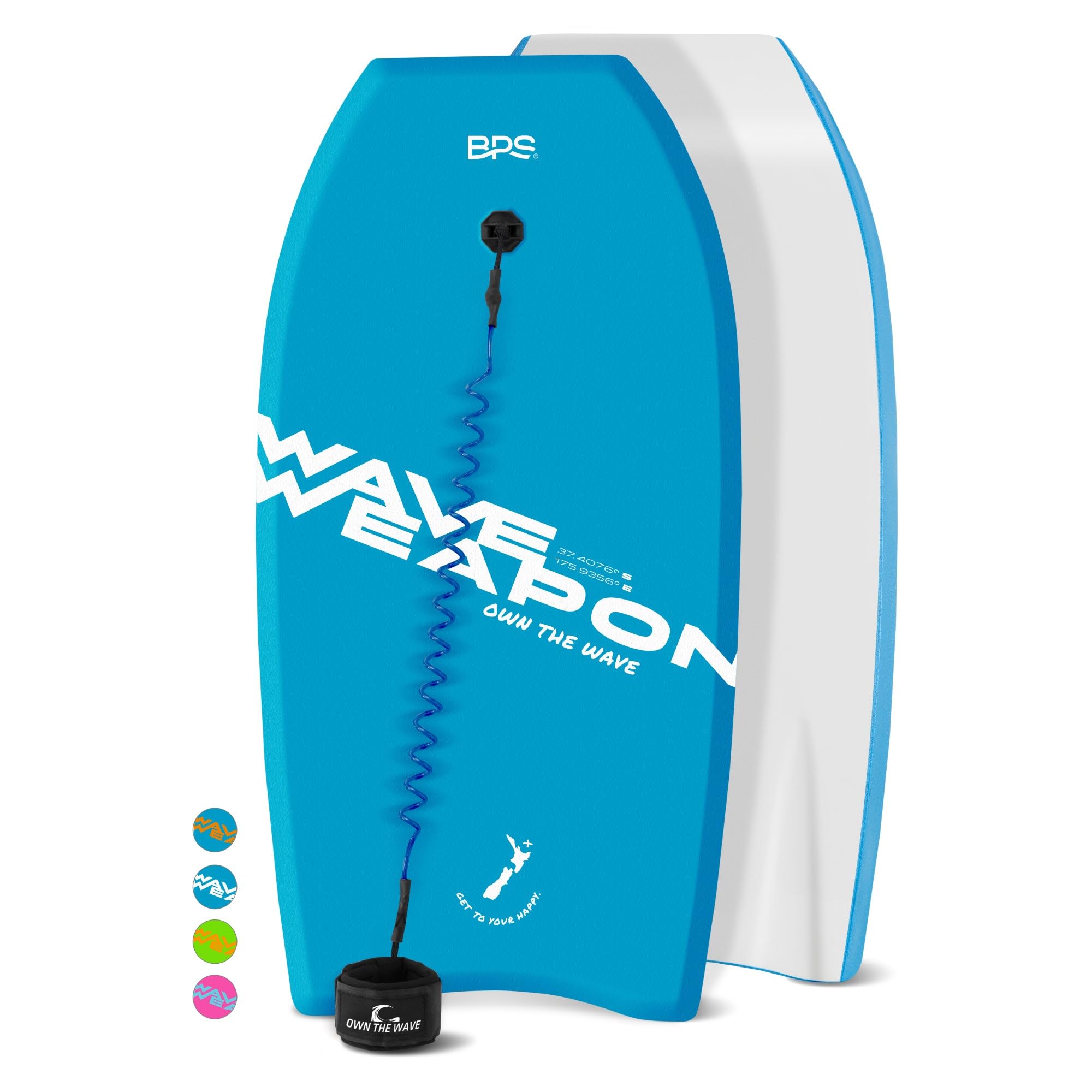 Wave Weapon Body Board - Lightweight EPS Core & HDPE Slick Bottom for All Wave Conditions - Beach Bodyboard with Wrist Leash for Kids & Adults - Perfect for Surfing, Bodyboarding and Beach Vacations