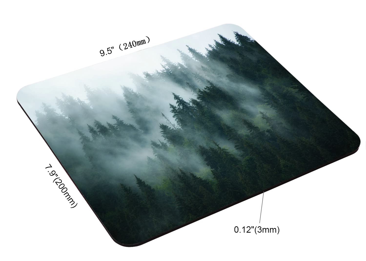 Misty Forest Mouse Pad - Nature Pine Trees Scenic Foggy Mountain Landscape Non-Slip Rubber Base - 9.5×7.9×0.12 Inches Computer Mouse Pad for Wireless Mouse - Perfect for Office, Gaming & Home Workspace Decor
