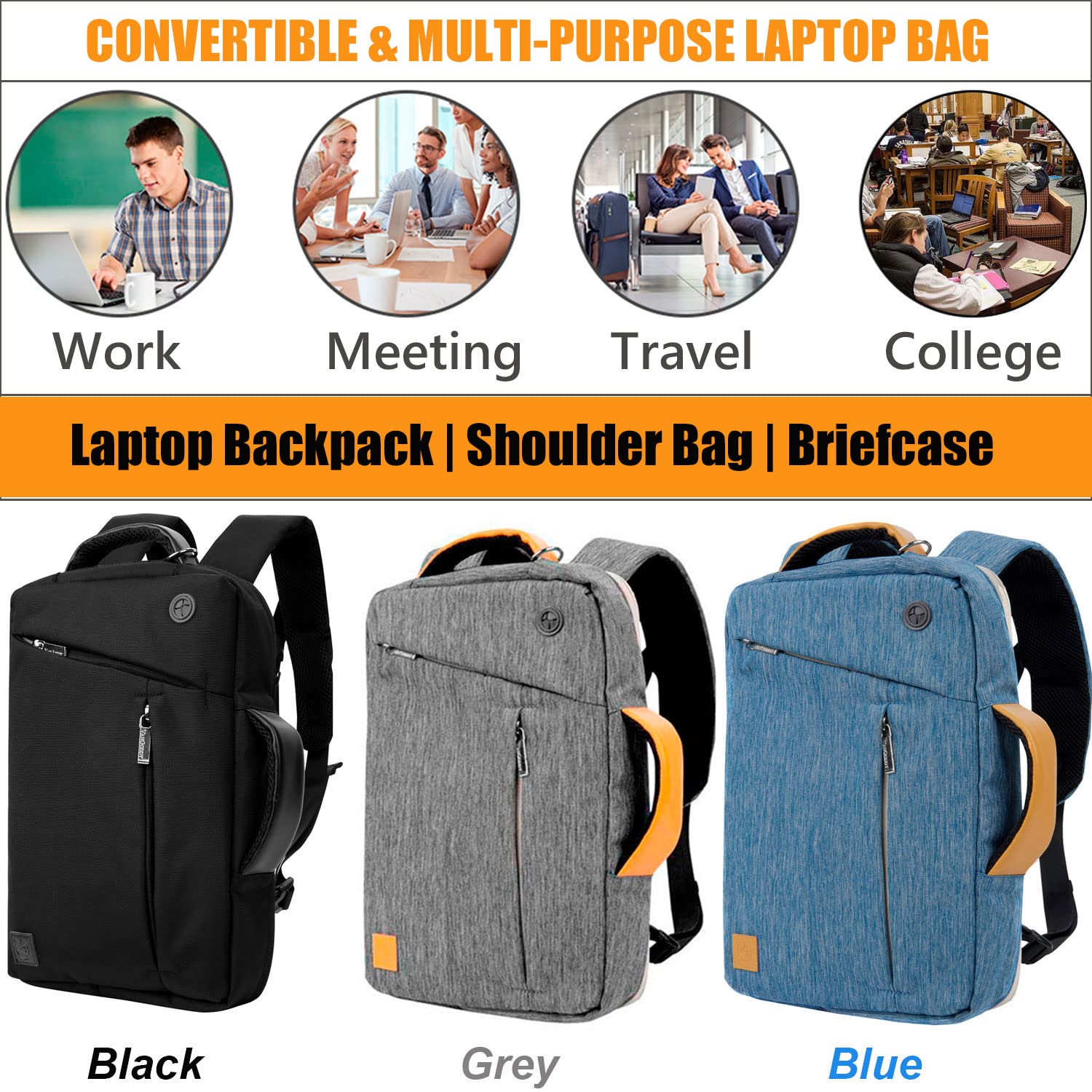 ROXIE 14 Inch Laptop Backpack for MacBook Pro 14 & Air 13 - Convertible Shoulder Bag with iPad Pro 13 Compatibility | Perfect for Work, Travel & College Students