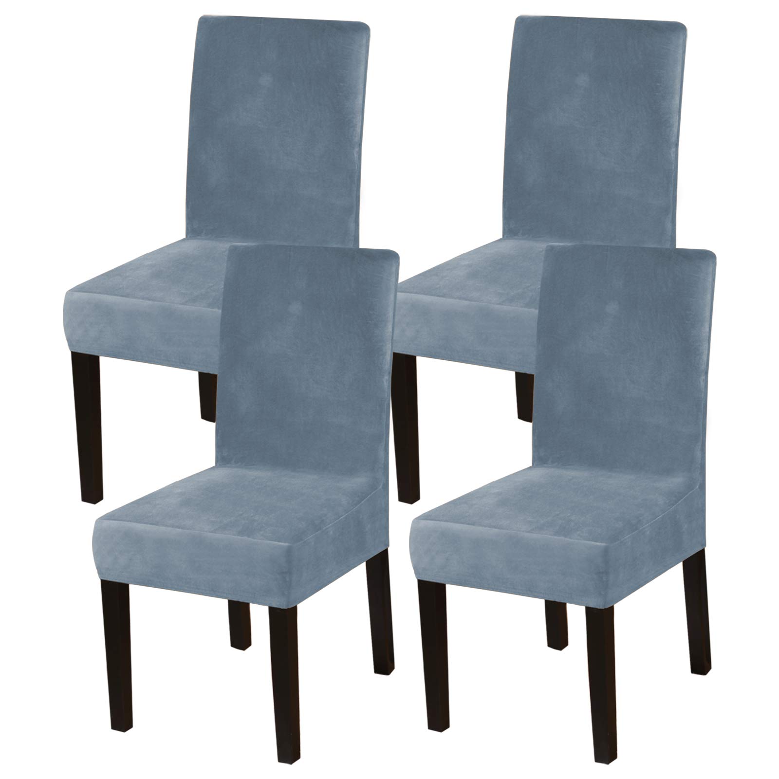 **Luxury Velvet Dining Chair Covers Set of 4 - Turquoise Removable Slipcovers for Parson Chairs, Kitchen, Hotel & Wedding Ceremony - Stone Blue Elegant Seat Protectors for Home & Event Decor**