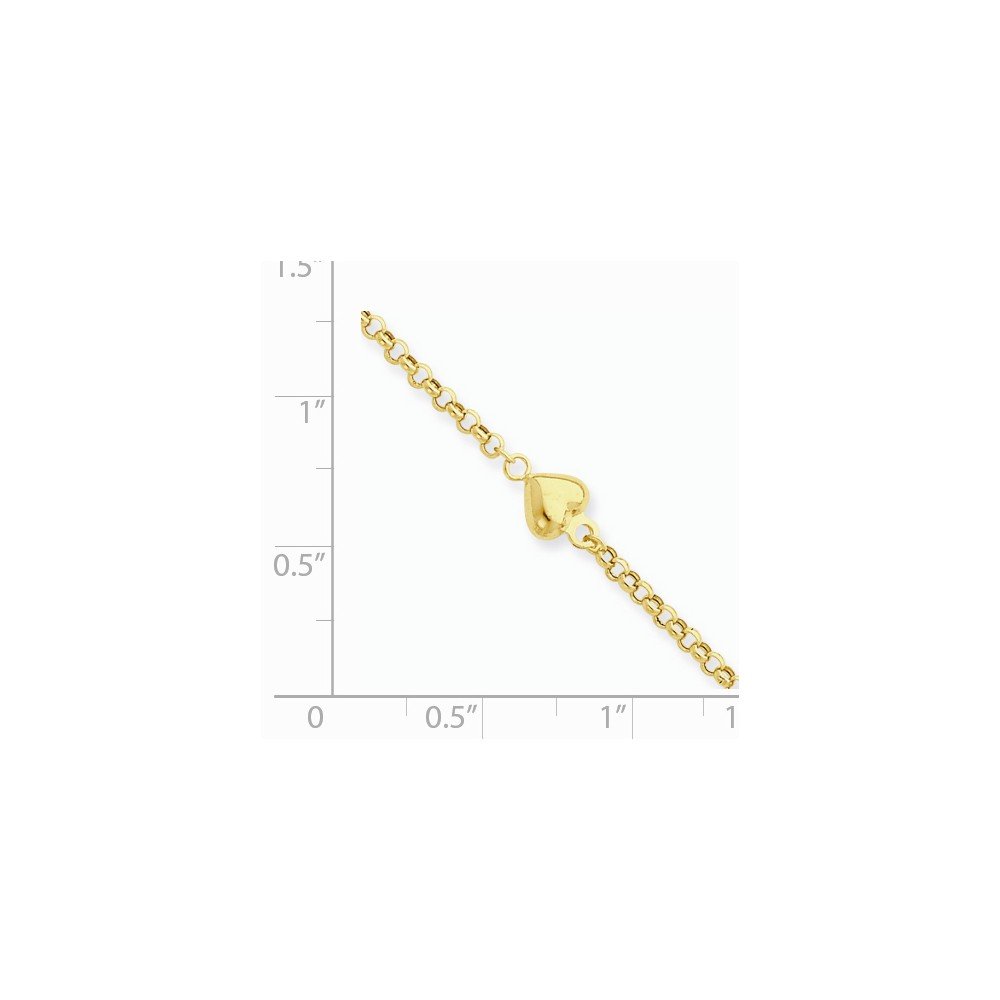 14K Solid Yellow Gold Heart Love Anklet - 10 Inch Adjustable Ankle Bracelet for Women, Perfect for Summer Beach & Vacation Jewelry Gift