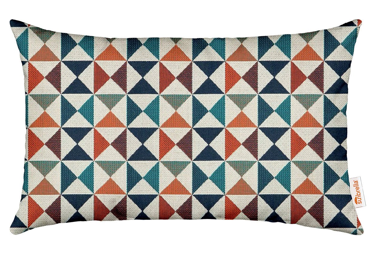Sunbrella Designer Array Lumbar Throw Pillow - Waterproof & Fade-Resistant Outdoor Decorative Cushion for Patio, Sofa, and Bedroom Decor