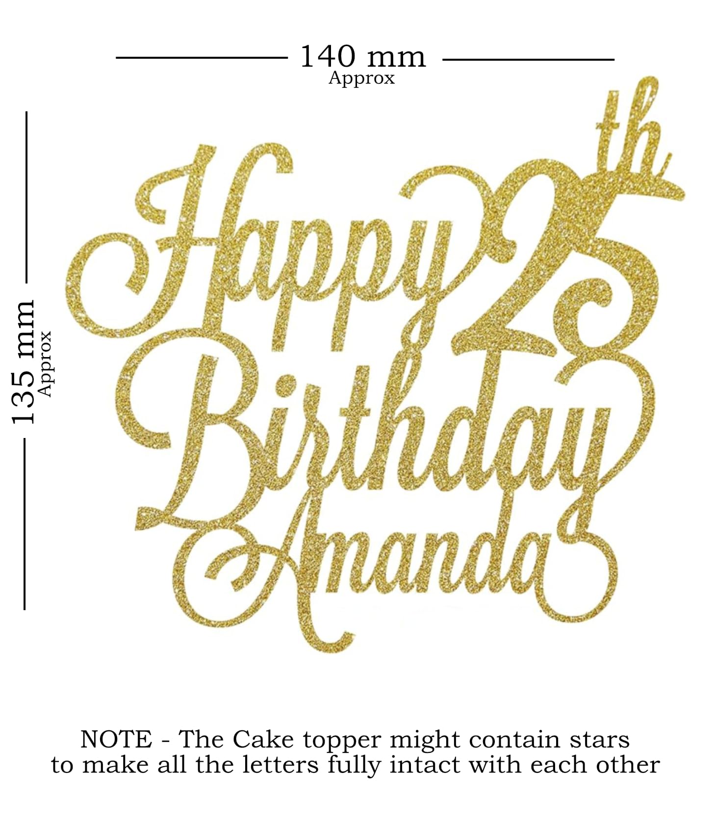 Custom Gold Birthday Cake Topper - Personalized with Name & Age for 1st, 10th, 13th, 16th, 18th, 21st, 30th, 40th, 50th, 60th, 70th, 80th Birthday Parties - Glitter Cake Decoration for Weddings, Anniversaries & Special Celebrations