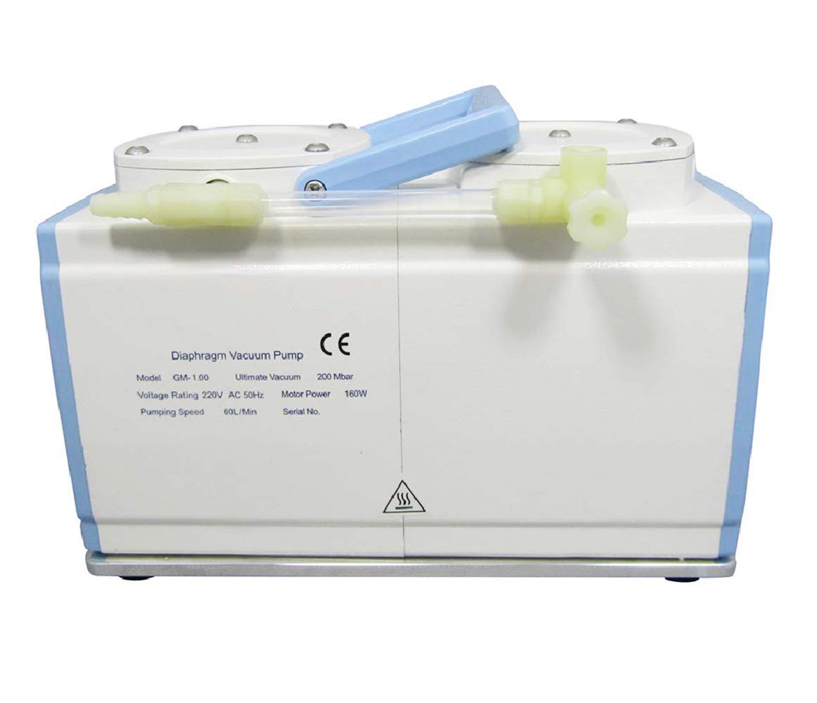 MXBAOHENG GM1.0A Oil Free Diaphragm Vacuum Pump - 60L/min Oilless Vacuum Pump with Adjustable Pressure for Lab Use - Perfect for Vacuum Filtration, Rotary Evaporator & Scientific Experiments - CE Certified (220V 50Hz) - Ideal for Chemistry Labs, Research Facilities & Industrial Applications