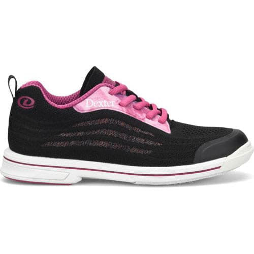 Dexter Women's DexLite Knit Bowling Shoes - Black & Pink - Lightweight Comfort for League Play & Casual Bowling