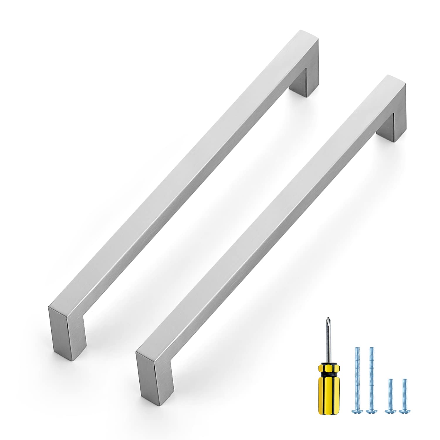 Ravinte 20 Pack 8 Inch Stainless Steel Cabinet Pulls - Brushed Nickel Square Kitchen Cabinet Handles with Screws & Screwdriver - Perfect for Kitchen, Bathroom & Furniture Upgrades