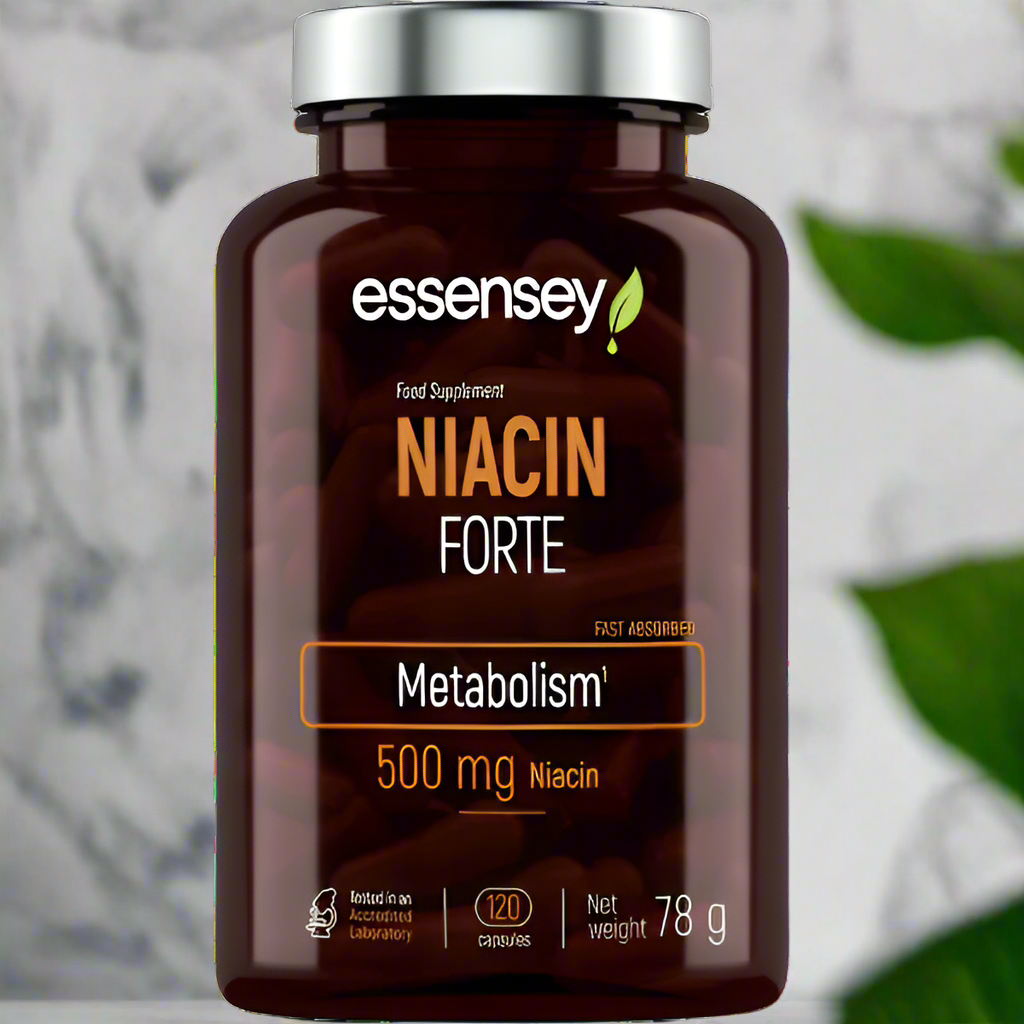 Essensey Niacin Forte 120 Capsules | High Potency Vitamin B3 Supplement for Energy Boost & Skin Health Support | Supports Metabolism & Glowing Skin for Active Lifestyles