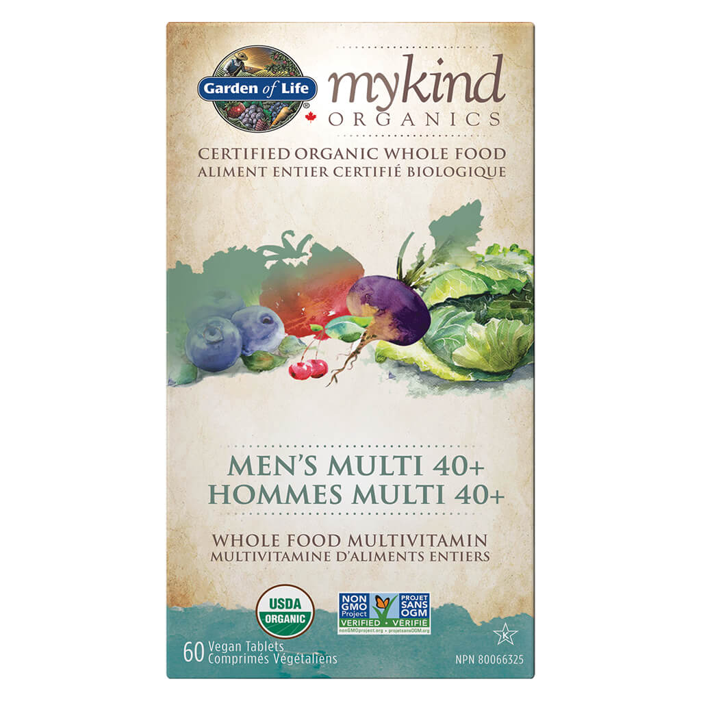 myKind Organics Men's Multi 40+ - Organic Multivitamin for Men Over 40 - Supports Energy, Immunity & Heart Health - Perfect for Active Lifestyles & Daily Wellness