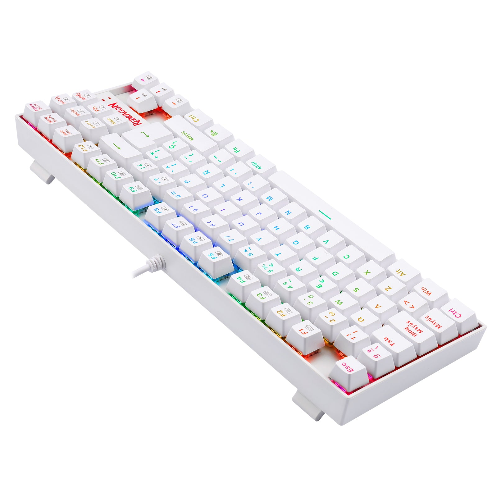 Redragon Kumara K552W RGB Mechanical Gaming Keyboard with Red Switches - White Backlit Wired Keyboard for PC Gamers | Perfect for FPS, MOBA & Typing