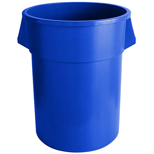 55 Gallon (220 Qt / 208L) Commercial Round Blue Plastic Trash Can - Heavy Duty Kitchen Garbage Bin for Restaurants, Recycling & Ingredient Storage - Ideal for Food Service, Waste Disposal & Industrial Use