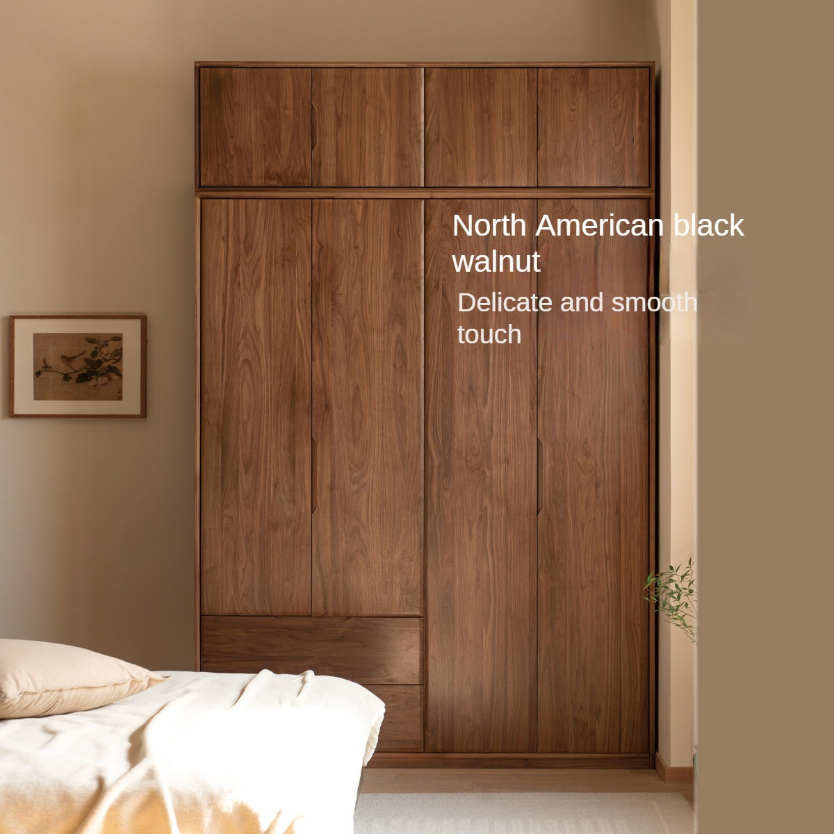 Solid Black Walnut Wood Large Wardrobe - Spacious Closet Organizer for Bedroom, Walk-in Closet & Master Suite Storage