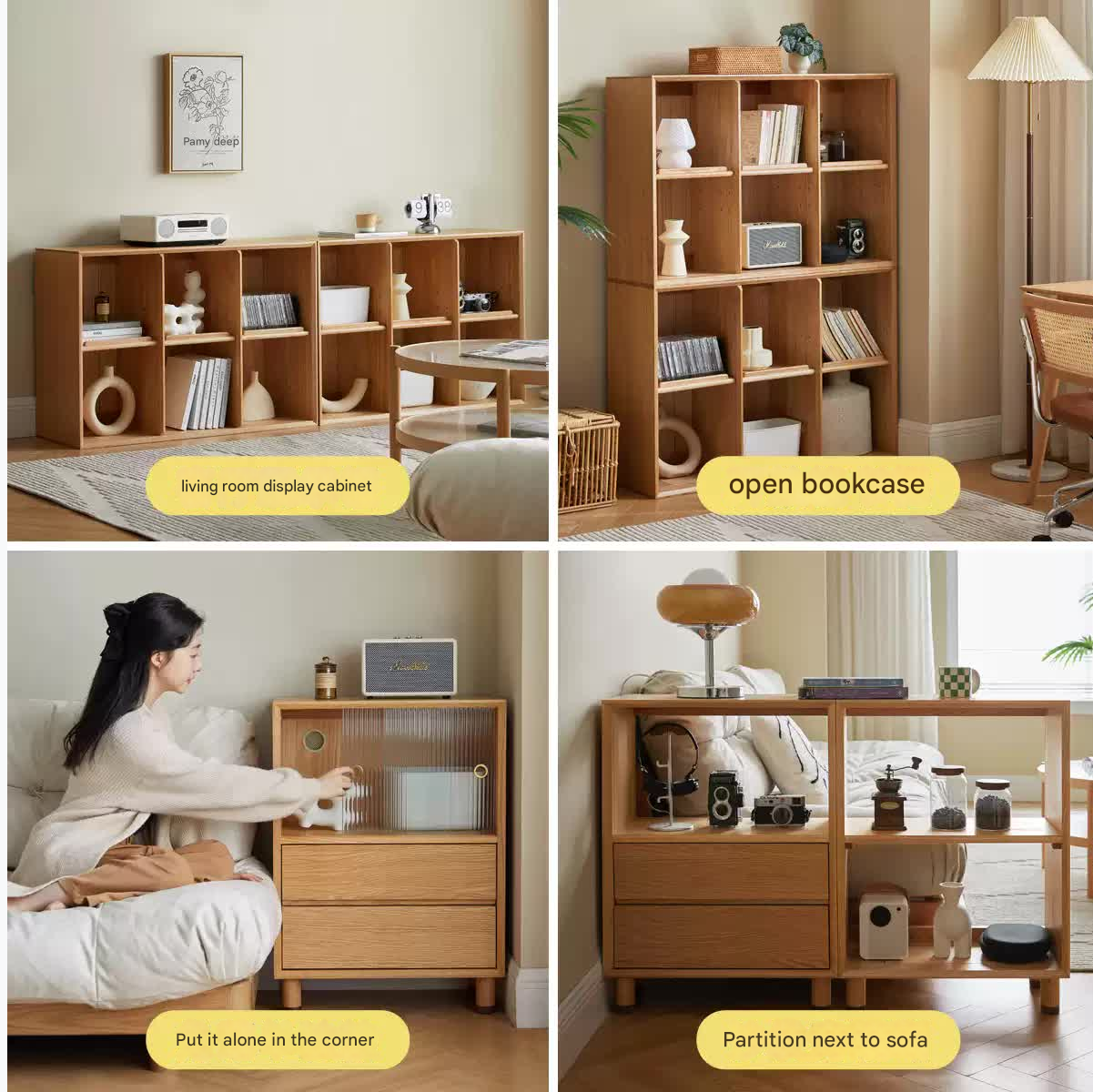 Oak Solid Wood Modern Creative Bookcase - Stylish Storage for Books & Home Decor | Perfect for Living Room, Office & Study Spaces