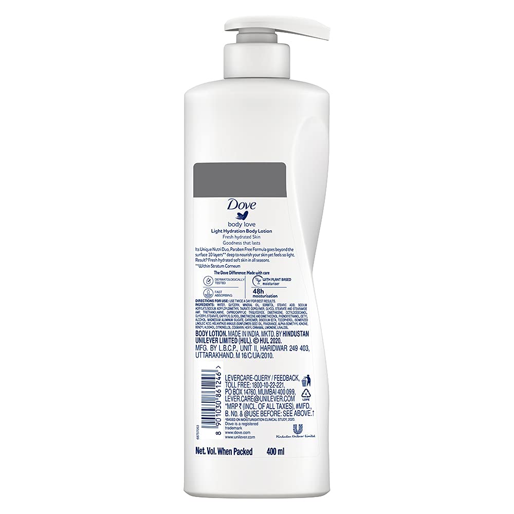 Dove Body Love Supple Bounce & Light Hydration Body Lotion Duo, 400ml Each - Deeply Moisturizing & Nourishing for Soft, Smooth Skin - Perfect for Daily Hydration & Self-Care Routine