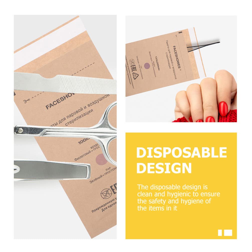 30PCS Self-Sealing Sterilization Pouches | Disposable Kraft Paper Bags for Nail Art Tools, Dental Instruments & Beauty Supplies | Perfect for Salon, Clinic & Home Use