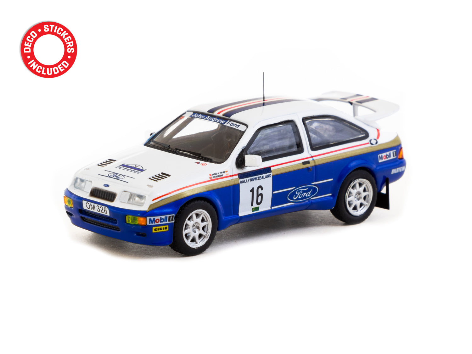Tarmac Works 1/64 Scale Ford Sierra RS Cosworth Rally Car - 1989 New Zealand Rally #16 Diecast Model - Perfect for Collectors, Display Cases & Racing Enthusiasts