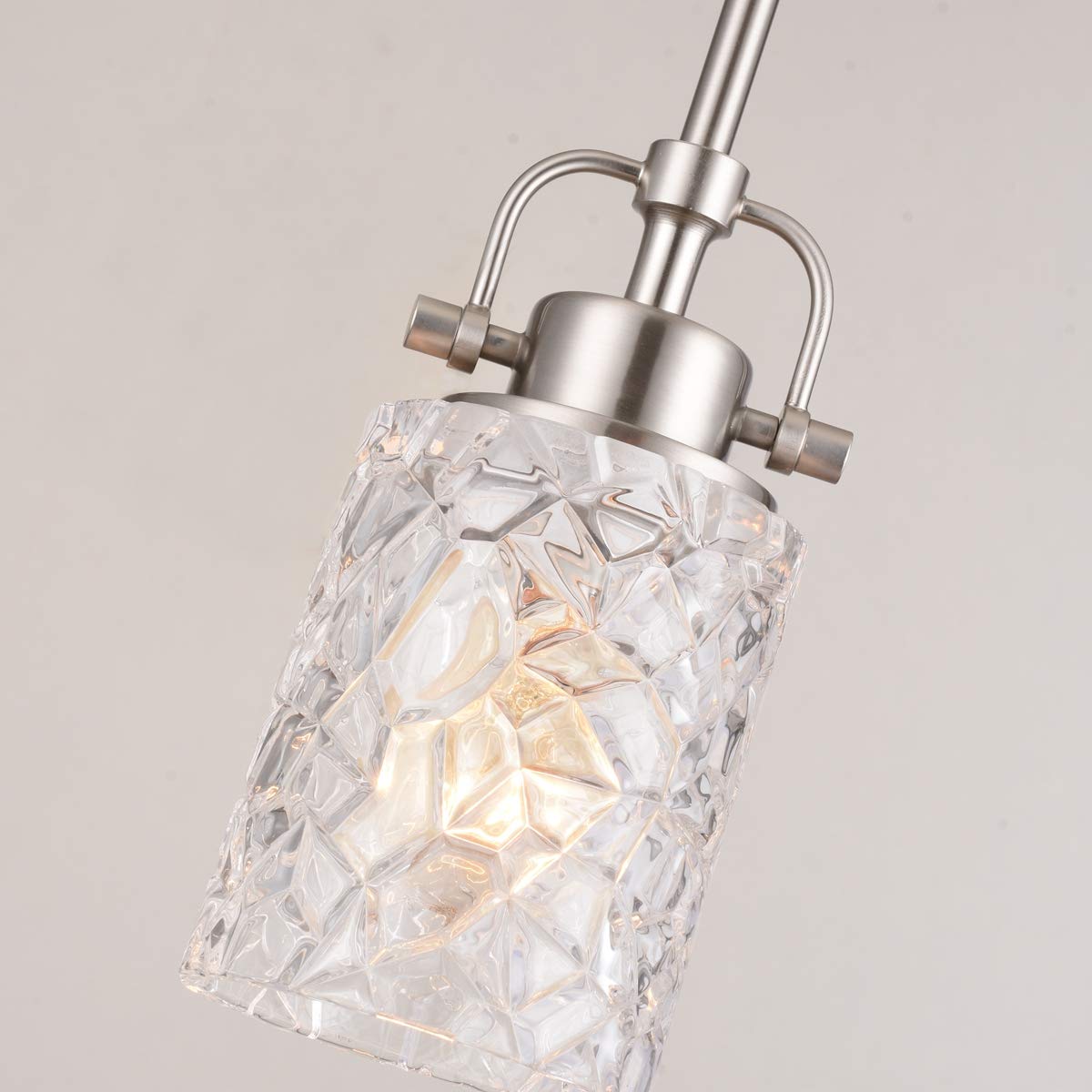 ALICE HOUSE 3 Pack Mini Modern Pendant Lights - Brushed Nickel Glass Hanging Lamp for Kitchen Island, Dining Room & Restaurants - Contemporary Farmhouse Lighting Fixture AL9082-P1 (Set of 3) - Perfect for Home Decor, Cafe Ambiance and Commercial Spaces