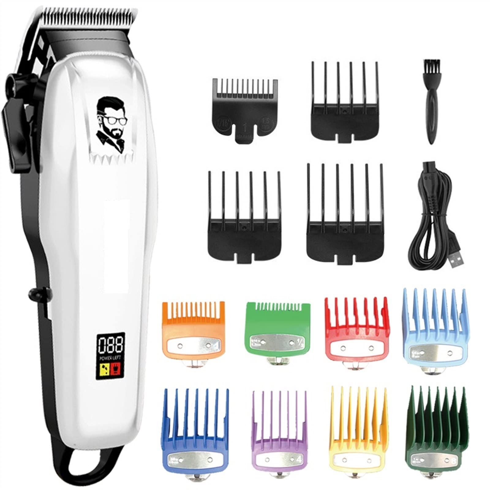 RODASON Professional Cordless Hair Clipper for Men - Electric Hair Trimmer with LCD Display & 8 Comb Attachments - Rechargeable Hair Cutting Machine for Home Barbering & DIY Hairdressing (Model 809A) - Perfect for Beard Trimming, Fades & Precision Haircuts